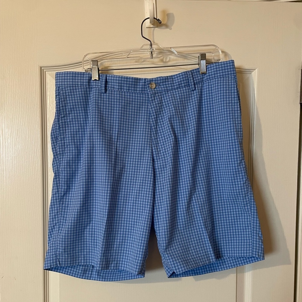 Peter Millar Shorts Men’s Size 36 Blue Check Featherweight Golf Preppy